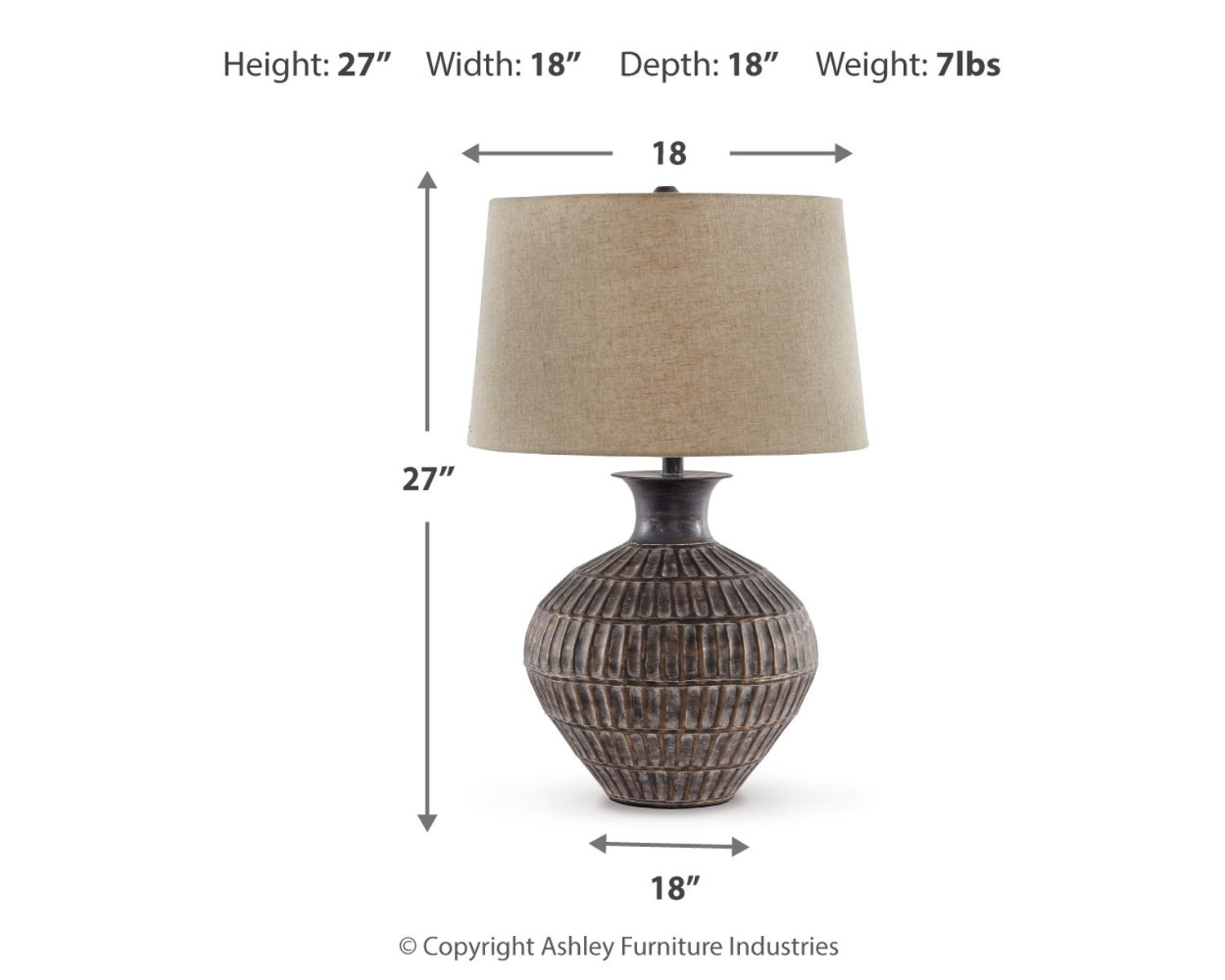Magan - Metal Table Lamp - Antique Bronze Finish - Image 2